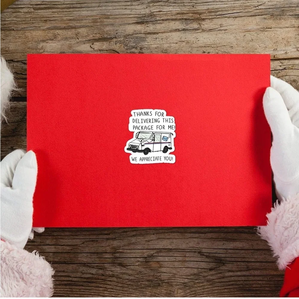100 Thank You 1.6” Stickers Mail Carrier USPS Holiday Gratitude Mailing Stickers